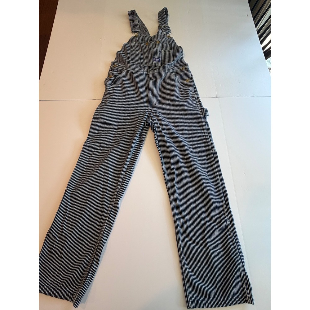 Big Smith Hickory Stripe Denim Overalls Blue White Workwear Bibs Mens 32x30